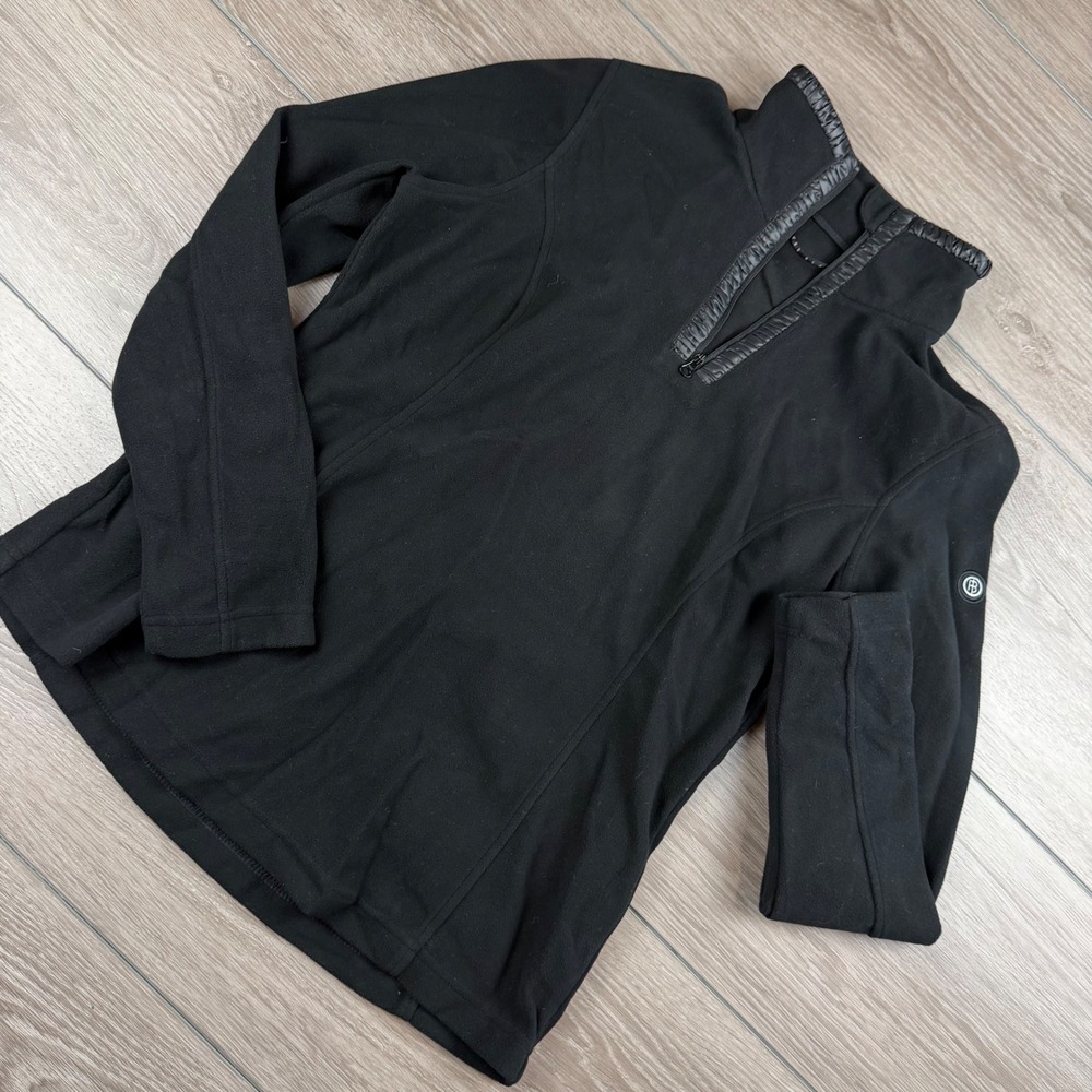 Poivre Blanc Womens Fleece Quarter Zip Pullover Black L